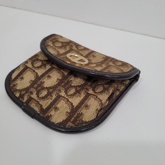 Auth Christian Dior Monogram Trotter Coin Case Brown Small Wallet Compact Retro - Picture 11 of 11